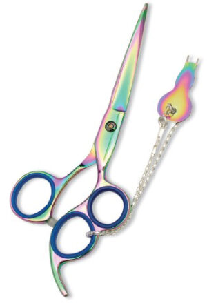 Professional Hair Cutting Scissor with razor edge. Multicolor Coating. Three Rings with screw adjust